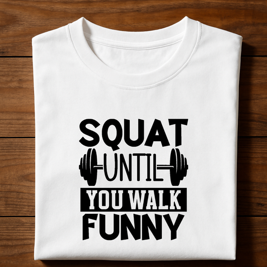 Squat until you walk funny
